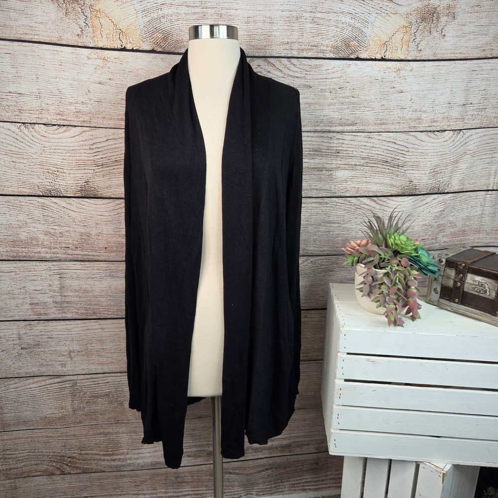 NEW Cyrus Womens Black Open Front Shawl Collar Cardigan Sweater Size Large